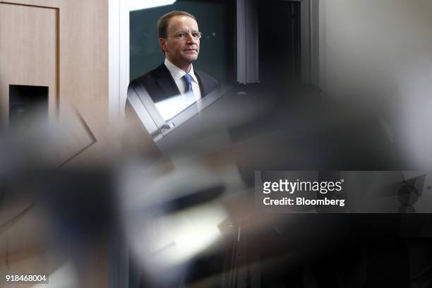 Mark Schneider, chief executive officer of Nestle SA, departs a news conference announcing the company's full year results in Vevey, Switzerland, on...