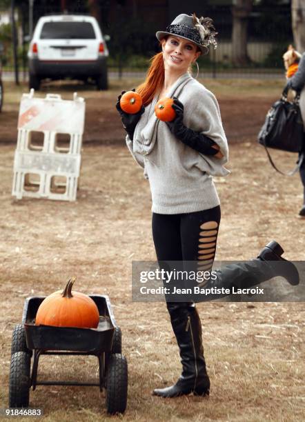 Phoebe Price visits the Mr Bones Pumpkin Patch on October 12, 2009 in Los Angeles, California.