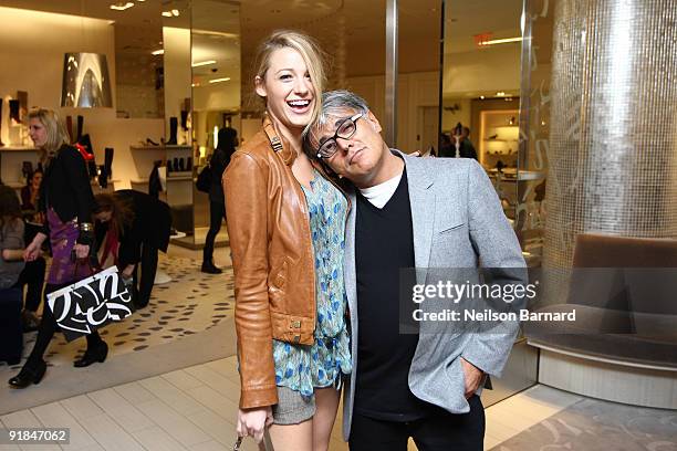 Actress Blake Lively and designer Giuseppe Zanotti visit Saks Fifth Avenue on October 9, 2009 in New York City.