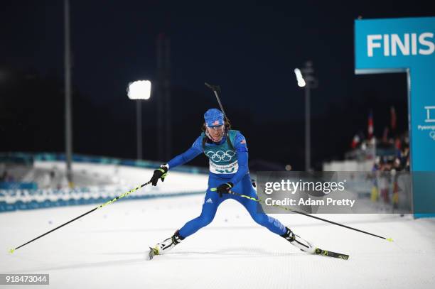 Susan Dunklee of the United States finishes during the Women's 15km Individual Biathlon at Alpensia Biathlon Centre on February 15, 2018 in...