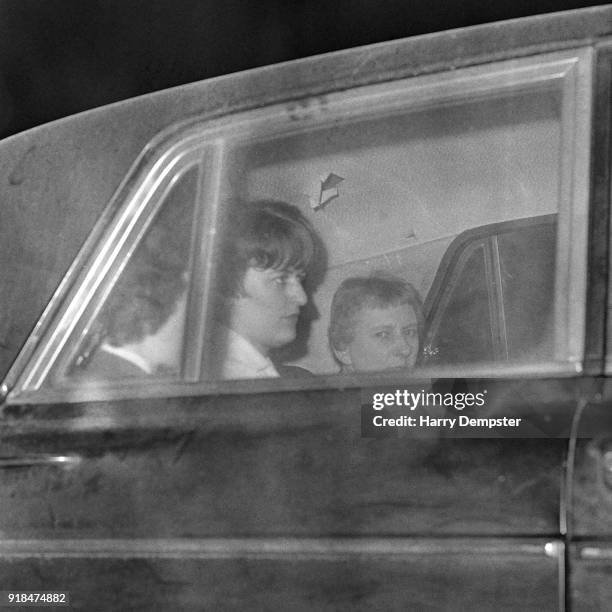 British serial killer Myra Hindley sits in the the back of a car while in transit from Risley to HM Prison Holloway, London, UK, 31st January 1968.