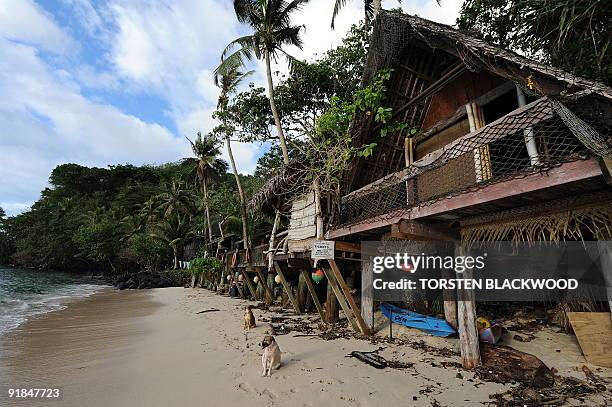 Tisa's Barefoot Bar overhangs the picturesque Alega Beach in American Samoa on October 3, 2009. The environmentally friendly mini-resort features a...