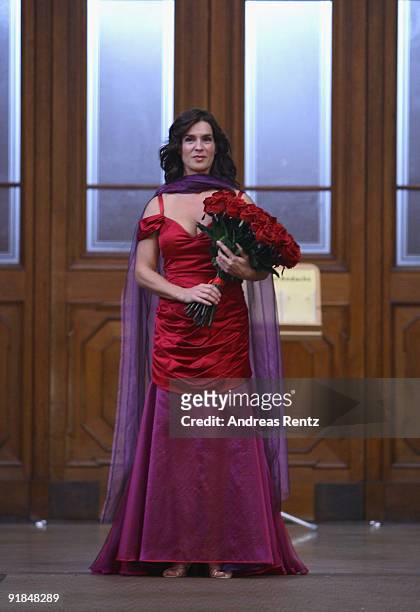 Katarina Witt performs during the 'Jedermann' dress rehearsal at the Berlin Cathedral Church on October 13, 2009 in Berlin, Germany.