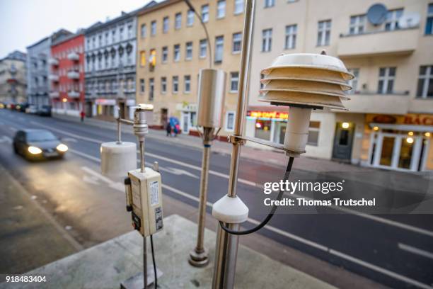 Berlin, Germany A measuring station which measures the concentration of poisonous particulate matter in the air stands on a street in Berlin...