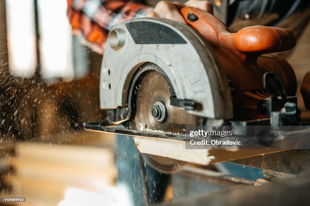 Carpenter with Circular Saw