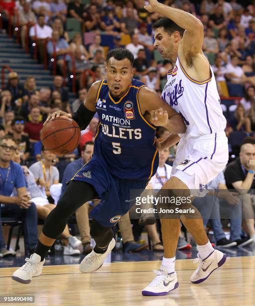 Brisbane Player Stephen Holt drives to the hoop during the round 19 NBL match between the Brisbane Bullets and the Sydney Kings at Brisbane...