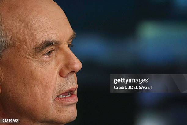 French Culture Minister Frederic Mitterrand is pictured prior to answer journalist Laurence Ferrari's questions during the French television TF1...