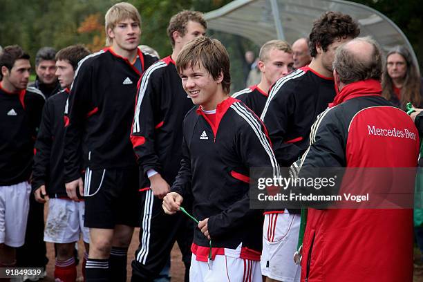 The team of Westfalen celebrates the second place after the U21 Federal State Cup of the German Football Association DFB at the Sportschule Wedau on...