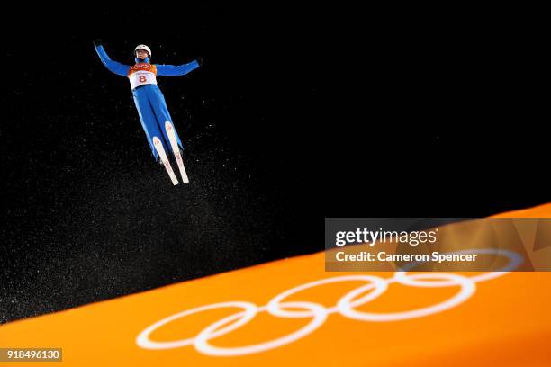 Kiley Mckinnon of the United States warms up ahead of the Freestyle Skiing Ladies' Aerials Qualification on day six of the PyeongChang 2018 Winter...