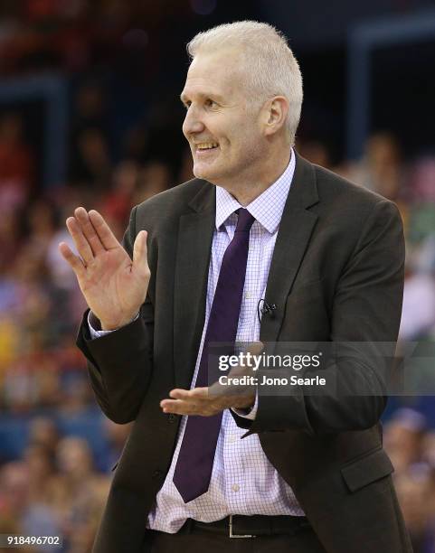 Sydney coach Andrew Gaze looks on during the round 19 NBL match between the Brisbane Bullets and the Sydney Kings at Brisbane Entertainment Centre on...