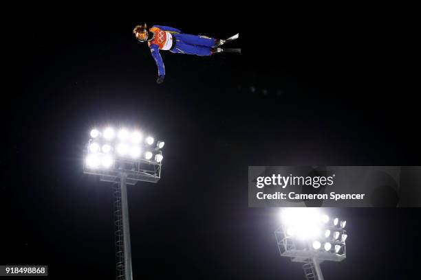 Mengtao Xu of China warms up ahead of the Freestyle Skiing Ladies' Aerials Qualification on day six of the PyeongChang 2018 Winter Olympic Games at...