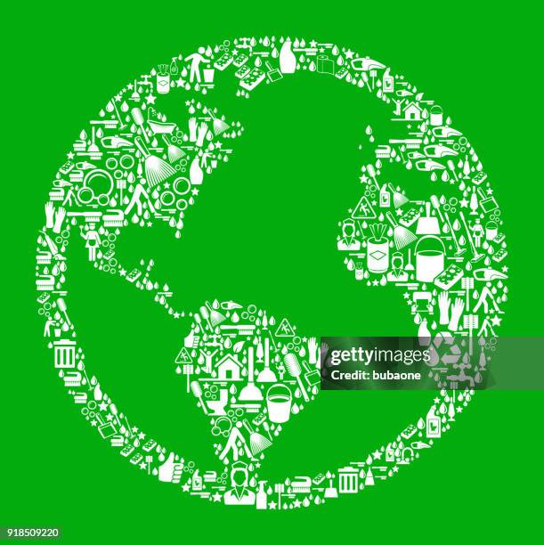 globe cleaning green background pattern - kitchen paper stock illustrations