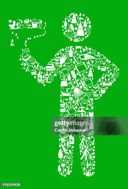 painting stickfigure  cleaning green background pattern - stickfigure stock illustrations