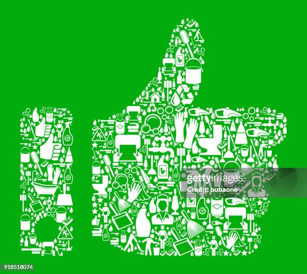thumbs up cleaning green background pattern - kitchen paper stock illustrations