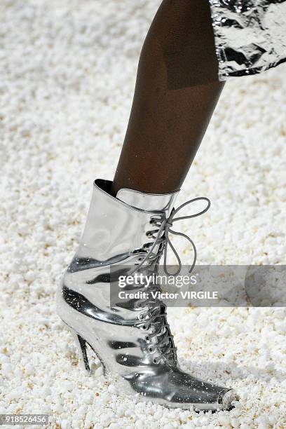 Model walks the runway for Calvin Klein Collection Ready to Wear Fall/Winter 2018-2019 fashion show during New York Fashion Week on February 13, 2018...