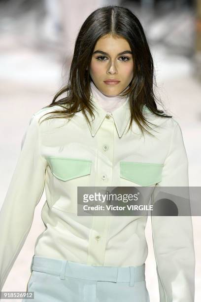 Kaia Gerber walks the runway for Calvin Klein Collection Ready to Wear Fall/Winter 2018-2019 fashion show during New York Fashion Week on February...