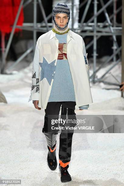 Model walks the runway for Calvin Klein Collection Ready to Wear Fall/Winter 2018-2019 fashion show during New York Fashion Week on February 13, 2018...