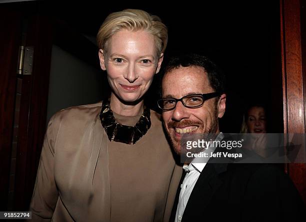 Actress Tilda Swinton and director Ethan Coen attend the "A Serious Man" Premiere held at The Visa Screening Room at the Elgin Theatre during the...