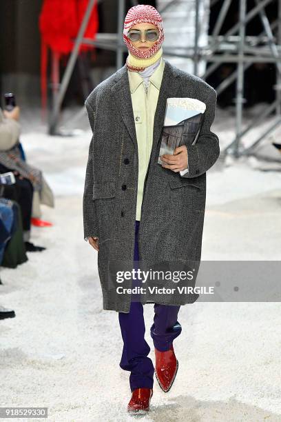 Model walks the runway for Calvin Klein Collection Ready to Wear Fall/Winter 2018-2019 fashion show during New York Fashion Week on February 13, 2018...