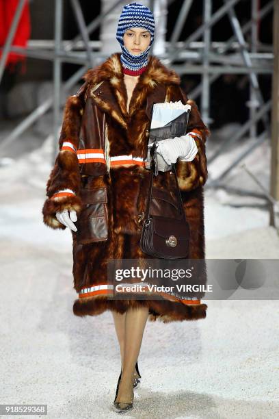 Model walks the runway for Calvin Klein Collection Ready to Wear Fall/Winter 2018-2019 fashion show during New York Fashion Week on February 13, 2018...