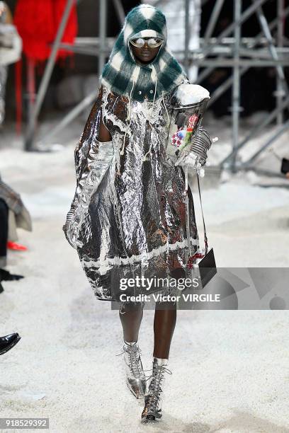 Model walks the runway for Calvin Klein Collection Ready to Wear Fall/Winter 2018-2019 fashion show during New York Fashion Week on February 13, 2018...