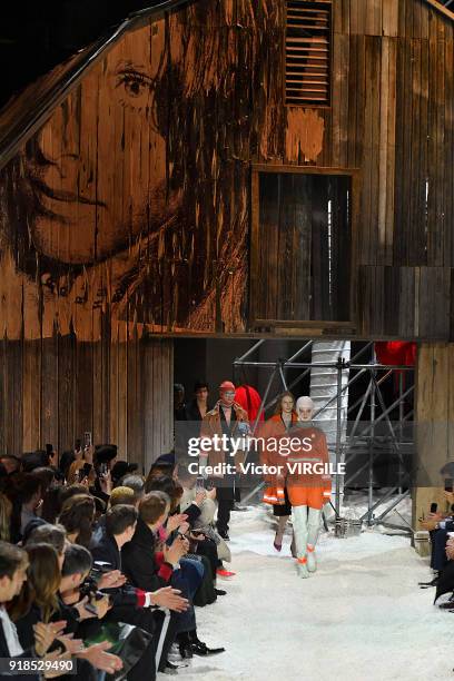 Model walks the runway for Calvin Klein Collection Ready to Wear Fall/Winter 2018-2019 fashion show during New York Fashion Week on February 13, 2018...