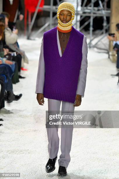 Model walks the runway for Calvin Klein Collection Ready to Wear Fall/Winter 2018-2019 fashion show during New York Fashion Week on February 13, 2018...