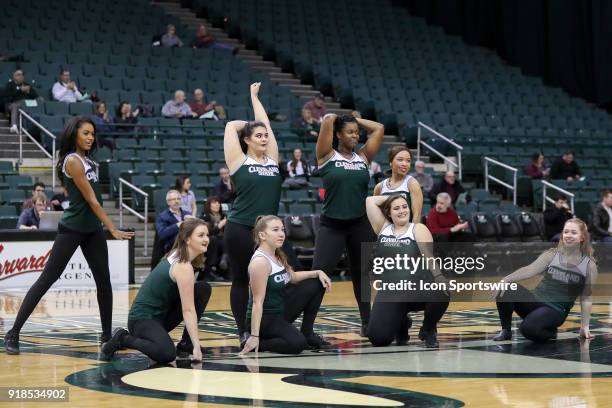 The Cleveland State Dance Team performs during the first half of the men's college basketball game between the Detroit Titans and Cleveland State...