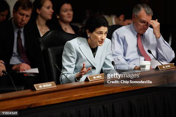 Senate Finance Committee member Sen. Olympia Snowe announces her support for key health care reform legislation during a committee hearing with Sen....