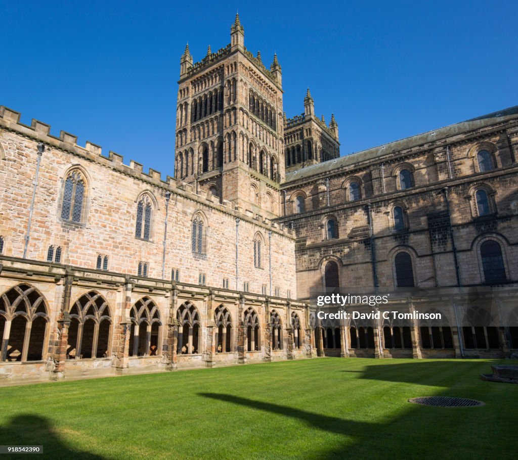 The cloister and towers of Durham Cathedral, Durham, County Durham, England, UK