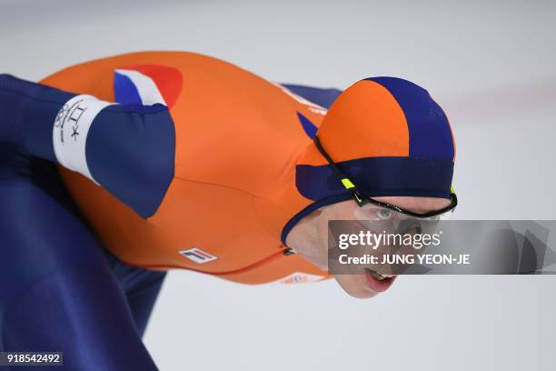 Netherlands' Jorrit Bergsma competes in the men's 10,000m speed skating event during the Pyeongchang 2018 Winter Olympic Games at the Gangneung Oval...