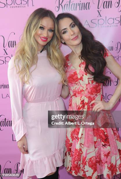 Model/publisher Katarina Van Derham and actress Mandy Amano attend the Valentine's Day Meet And Greet and Taping of docu-series "90s Girl" For...
