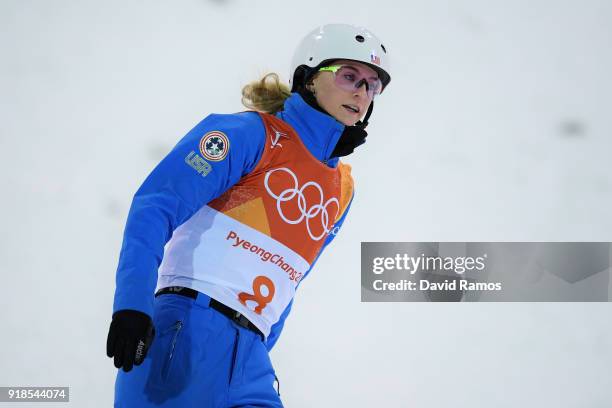 Kiley Mckinnon of the United States looks on during the Freestyle Skiing Ladies' Aerials Qualification on day six of the PyeongChang 2018 Winter...