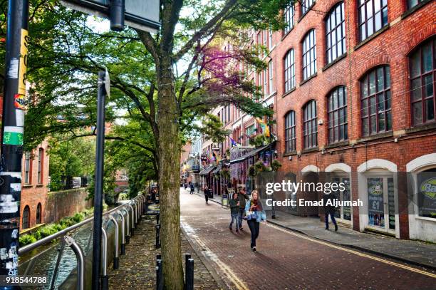 canal street, manchester, england, uk - september 13, 2017 - canal street manchester stock pictures, royalty-free photos & images