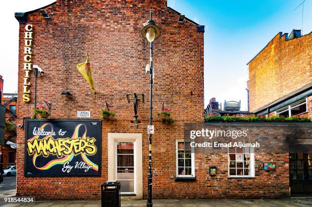 manchester gay village, manchester, uk - september 13, 2017 - canal street manchester stock pictures, royalty-free photos & images