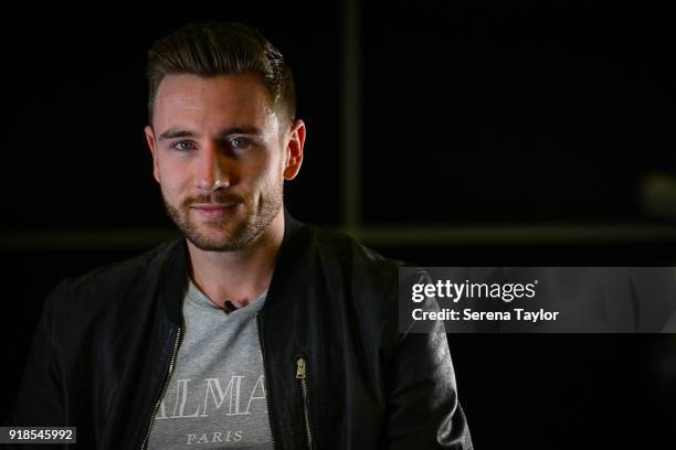 Paul Dummett during an interview at St.James' Park after signing a Contract Extension in Newcastle upon Tyne on February 15 in Newcastle upon Tyne,...