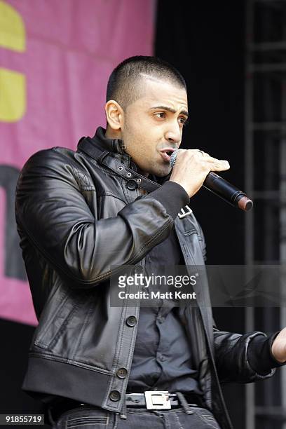 Musician Jay Sean performs on stage on April 27, 2008 at Victoria Park in London. The festival marks 30th anniversary of 1978 Rock Against Racism...