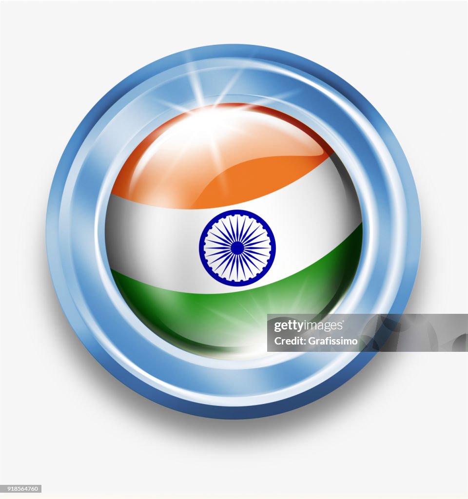 India Using Button India Silver Button With Indian Flag Isolated On White High-Res Vector ...