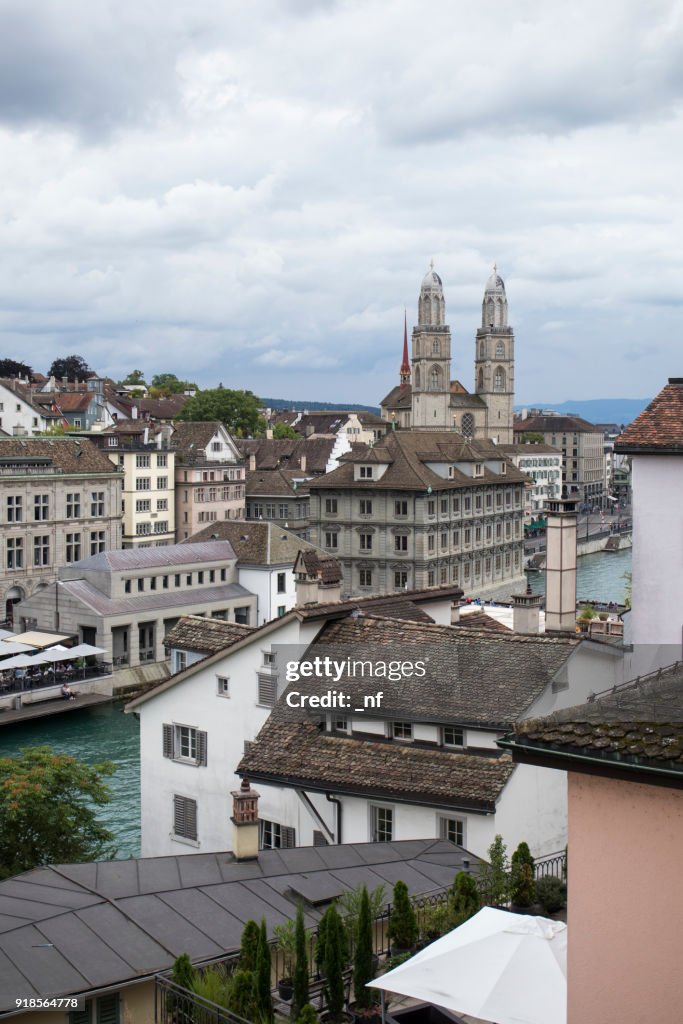 View from the Lindenhof with Grossmünster