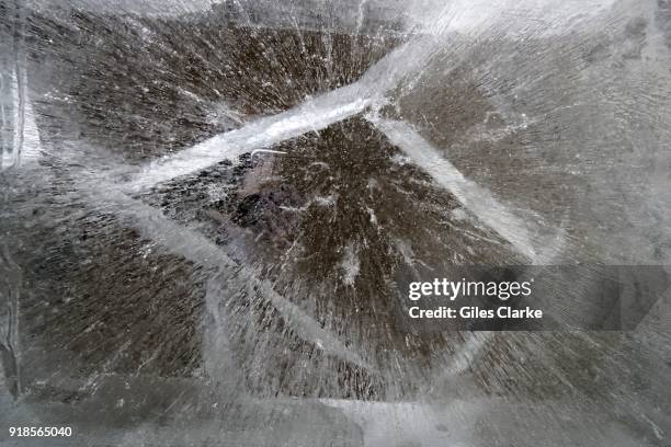 Close-up of a Sea Ice block at the Snow Castle in Kemi, Lapland. Pure white snow walls surround the gigantic SnowCastle built entirely out of snow...