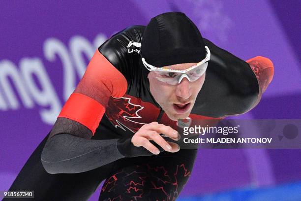 Canada's Ted-Jan Bloemen competes in the men's 10,000m speed skating event during the Pyeongchang 2018 Winter Olympic Games at the Gangneung Oval in...