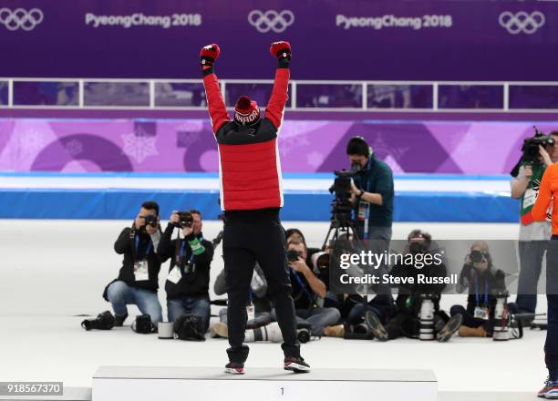 Pyeongchang- FEBRUARY 15 - Ted-Jan Bloemen of Canada wins the gold medal in Olympic record time in the men's 10000 metres in the PyeongChang 2018...