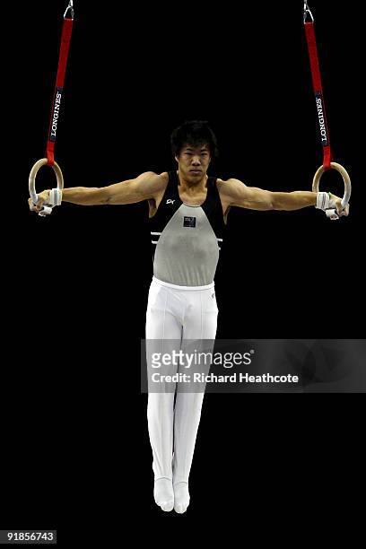 Patrick Peng of New Zealand competes on the rings during the Artistic Gymnastics World Championships 2009 at O2 Arena on October 13, 2009 in London,...