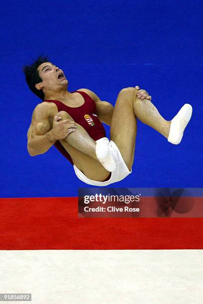 Isaac Botella Perez of Spain competes in the floor exercise during the Artistic Gymnastics World Championships 2009 at O2 Arena on October 13, 2009...