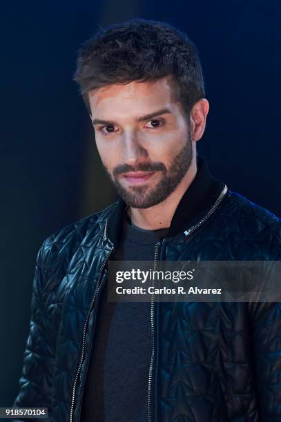 Spanish singer Pablo Alboran presents her new tour 'Prometo' on February 15, 2018 in Arganda del Rey, Spain.