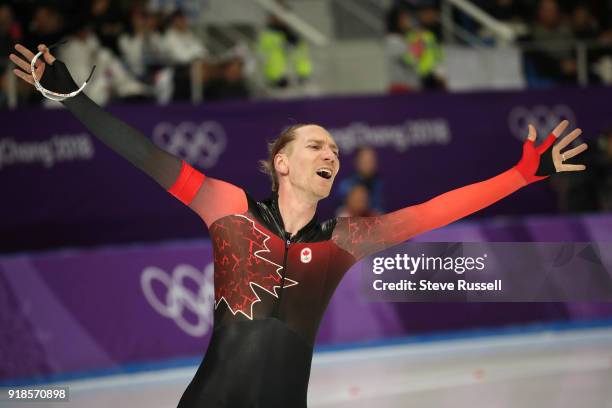 Pyeongchang- FEBRUARY 15 - Ted-Jan Bloemen of Canada wins the gold medal in Olympic record time in the men's 10000 metres in the PyeongChang 2018...