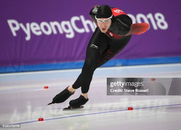 Pyeongchang- FEBRUARY 15 - Ted-Jan Bloemen of Canada wins the gold medal in Olympic record time in the men's 10000 metres in the PyeongChang 2018...