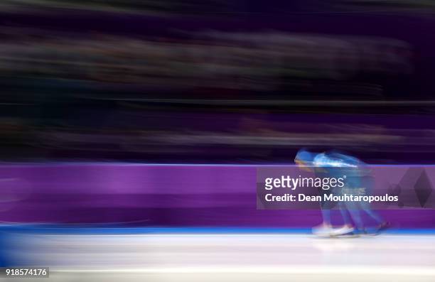 Nicola Tumolero of Italy competes during the Speed Skating Men's 10,000m on day six of the PyeongChang 2018 Winter Olympic Games at Gangneung Oval on...