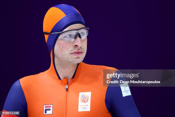 Sven Kramer of the Netherlands prepares to race during the Speed Skating Men's 10,000m on day six of the PyeongChang 2018 Winter Olympic Games at...