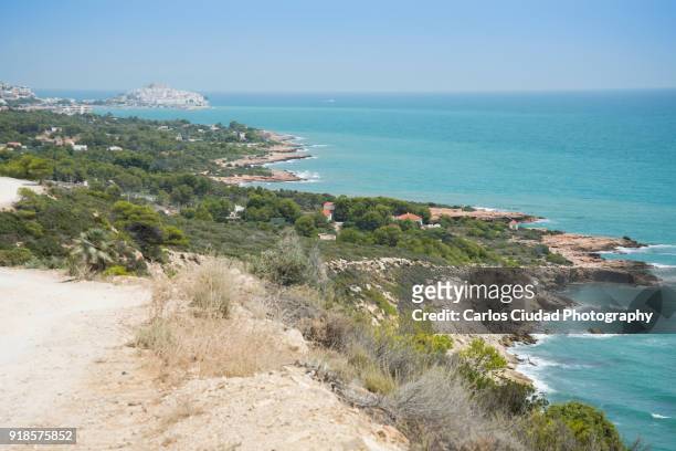 coastline between alcossebre and peniscola, castellon, spain - costa_del_azahar stock pictures, royalty-free photos & images